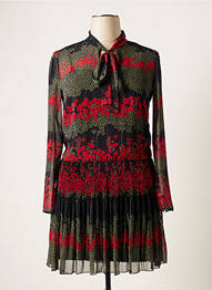 Robe courte fermeture zippée au dos manches longues noir RED VALENTINO femme