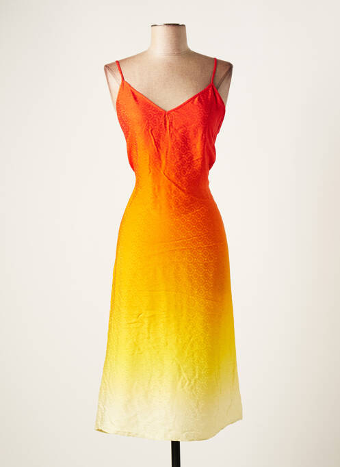 Robe mi-longue coupe fluide fines bretelles orange CASABLANCA femme