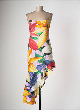 Robe longue imprimé fleurs fines bretelles jaune ETRO  femme