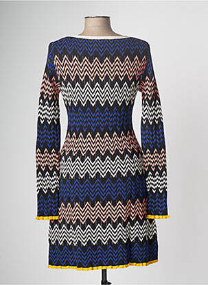 Robe pull stretch manches longues bleu MISSONI femme