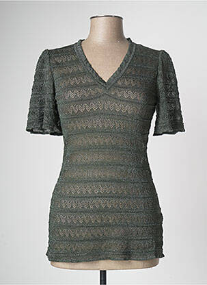 Pull maille ajourée manches courtes vert MISSONI femme