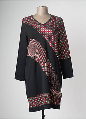 Robe mi-longue manches longues manches longues noir GUY DUBOUIS femme