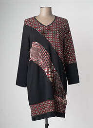 Robe mi-longue manches longues manches longues noir GUY DUBOUIS femme