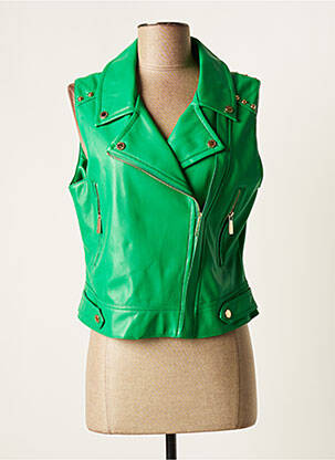 Veste simili cuir col tailleur vert LOLA CASADEMUNT femme