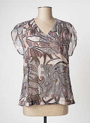 Blouse légère et transparente manches courtes gris QUATTRO femme