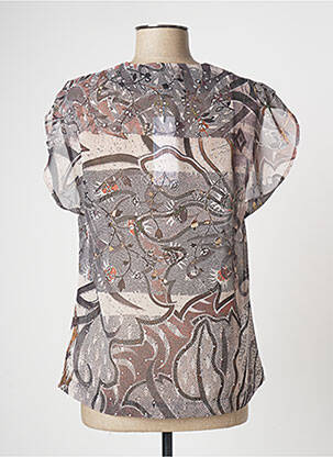 Blouse légère et transparente manches courtes gris QUATTRO femme