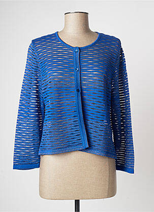 Gilet manches longues col rond bleu GREGORY PAT femme