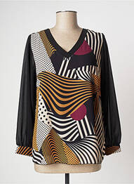 Blouse imprimé fantaisie manches longues noir COULEURS DU TEMPS femme