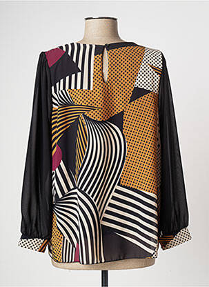 Blouse imprimé fantaisie manches longues noir COULEURS DU TEMPS femme