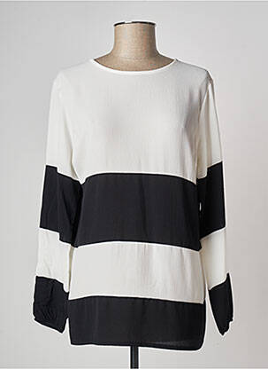 Blouse col rond manches longues noir QUATTRO femme