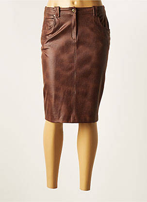 Jupe mi-longue coupe droite marron FRANCE RIVOIRE femme