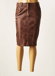 Jupe mi-longue coupe droite marron GUY DUBOUIS femme