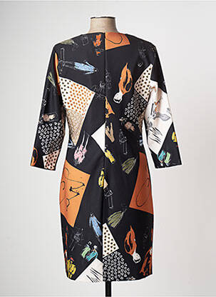 Robe mi-longue manches 3/4 manches 3/4 noir COULEURS DU TEMPS femme