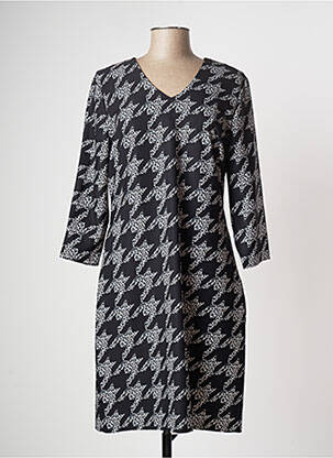 Robe mi-longue manches 3/4 manches 3/4 noir COULEURS DU TEMPS femme