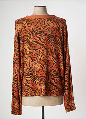 Pull coupe cintrée manches longues orange COULEURS DU TEMPS femme