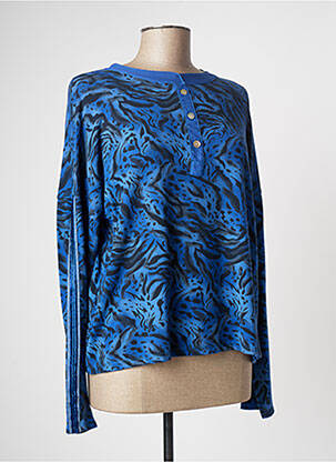 Pull coupe cintrée manches longues bleu COULEURS DU TEMPS femme