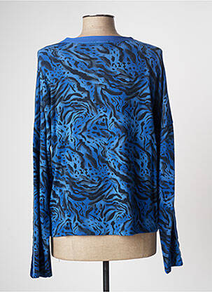 Pull coupe cintrée manches longues bleu COULEURS DU TEMPS femme