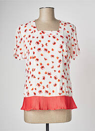 Blouse imprimé fleurs manches courtes rouge GREGORY PAT femme