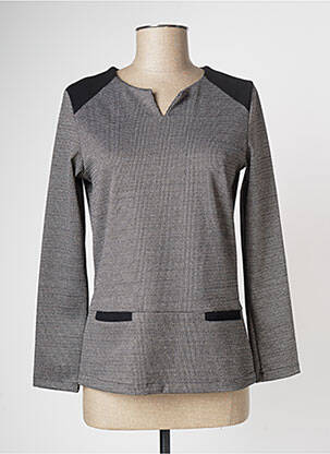 Top stretch manches longues noir COULEURS DU TEMPS femme