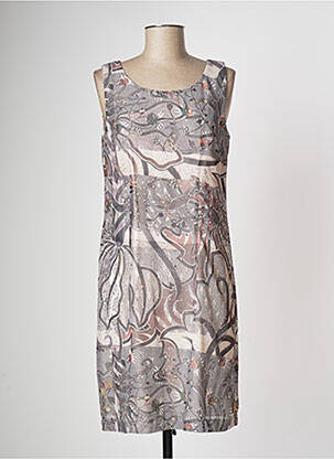 Robe mi-longue imprimé fleurs sans manche marron QUATTRO femme