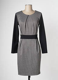 Robe mi-longue manches longues manches longues noir COULEURS DU TEMPS femme