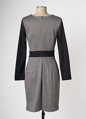 Robe mi-longue manches longues manches longues noir COULEURS DU TEMPS femme