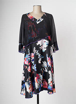 Robe mi-longue imprimé fantaisie manches longues noir MERI & ESCA femme