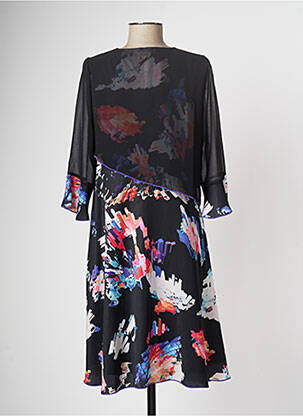 Robe mi-longue imprimé fantaisie manches longues noir MERI & ESCA femme