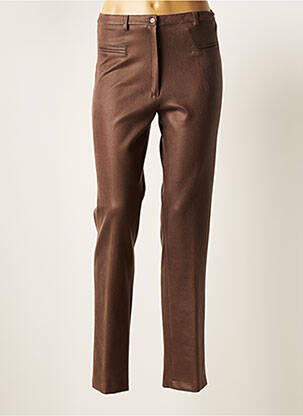 Pantalon droit stretch taille normale marron IMPULSION femme