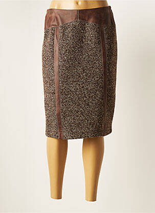 Jupe mi-longue coupe droite marron GUY DUBOUIS femme