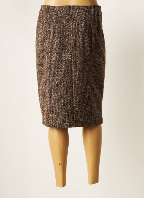 Jupe mi-longue coupe droite marron GUY DUBOUIS femme