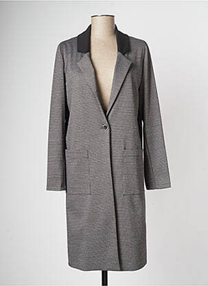 Manteau long coupe cintrée sans capuche gris COULEURS DU TEMPS femme