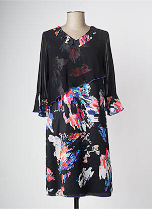 Robe mi-longue imprimé fleurs manches 3/4 noir MERI & ESCA femme