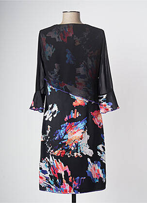 Robe mi-longue imprimé fleurs manches 3/4 noir MERI & ESCA femme