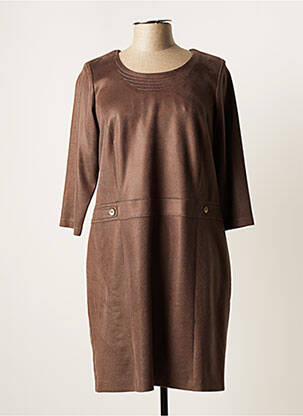 Robe courte manches 3/4 manches 3/4 marron GUY DUBOUIS femme