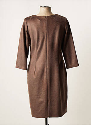 Robe courte manches 3/4 manches 3/4 marron GUY DUBOUIS femme