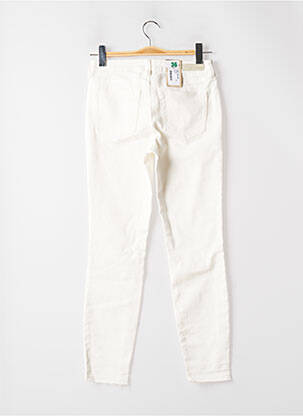 Jeans coupe slim broderie rivets taille normale blanc TOM TAILOR femme