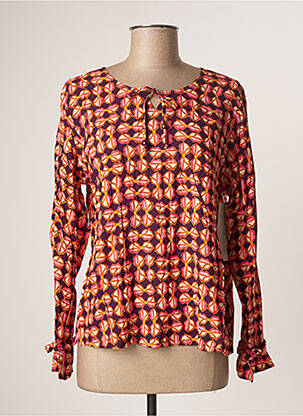 Blouse tissage popeline manches longues violet AGATHE & LOUISE femme