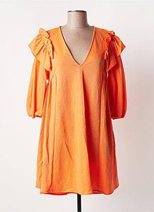 Robe courte manches 3/4 manches 3/4 orange TEMPERATURA femme