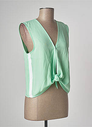 Blouse tissage crêpe sans manche vert TEMPERATURA femme