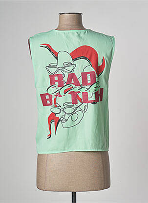 Blouse tissage crêpe sans manche vert TEMPERATURA femme