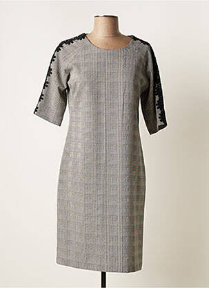 Robe mi-longue fermeture zippée au dos manches courtes noir PAUL BRIAL femme