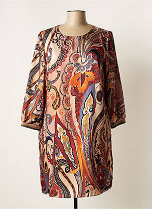 Robe courte manches courtes manches courtes marron TINTA STYLE femme