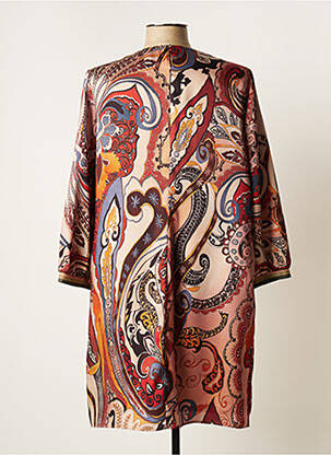 Robe courte coupe fluide manches courtes marron TINTA STYLE femme