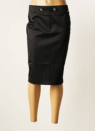 Jupe mi-longue stretch noir RIVIERES DE LUNE femme