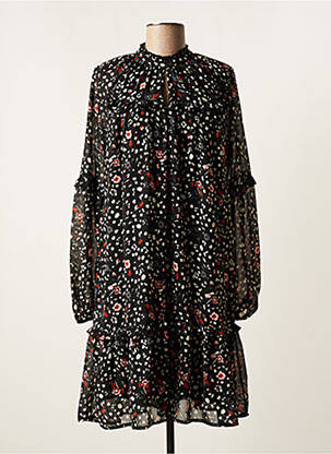 Robe mi-longue imprimé fantaisie manches longues noir VERO MODA femme