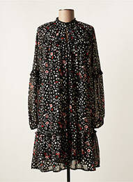 Robe mi-longue imprimé fantaisie manches longues noir VERO MODA femme