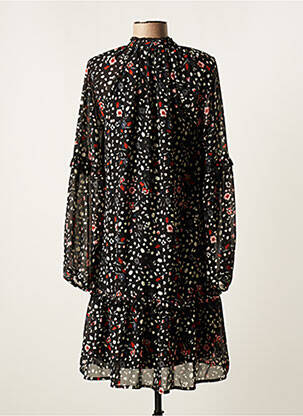 Robe mi-longue imprimé fantaisie manches longues noir VERO MODA femme