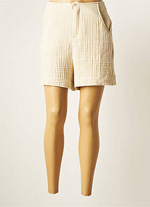 Short taille à pinces taille haute beige YUGEN femme