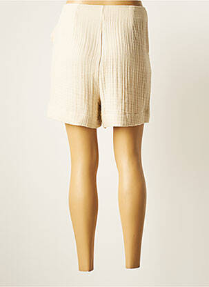 Short taille à pinces taille haute beige YUGEN femme